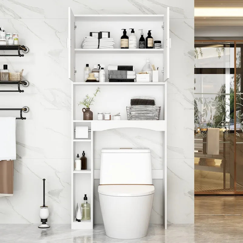 Meuble de rangement WC double porte pour salle de bain - 31,5x70,9