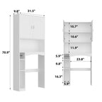 Armario sobre el inodoro, organizador de almacenamiento de baño de doble puerta - 31.5x70.9