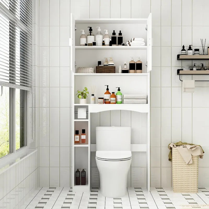 Armario sobre el inodoro, organizador de almacenamiento de baño de doble puerta - 31.5x70.9
