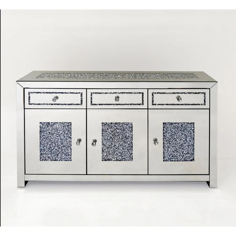 Buffet/commode d'appoint Glamour Miroir Diamant 3 Tiroirs