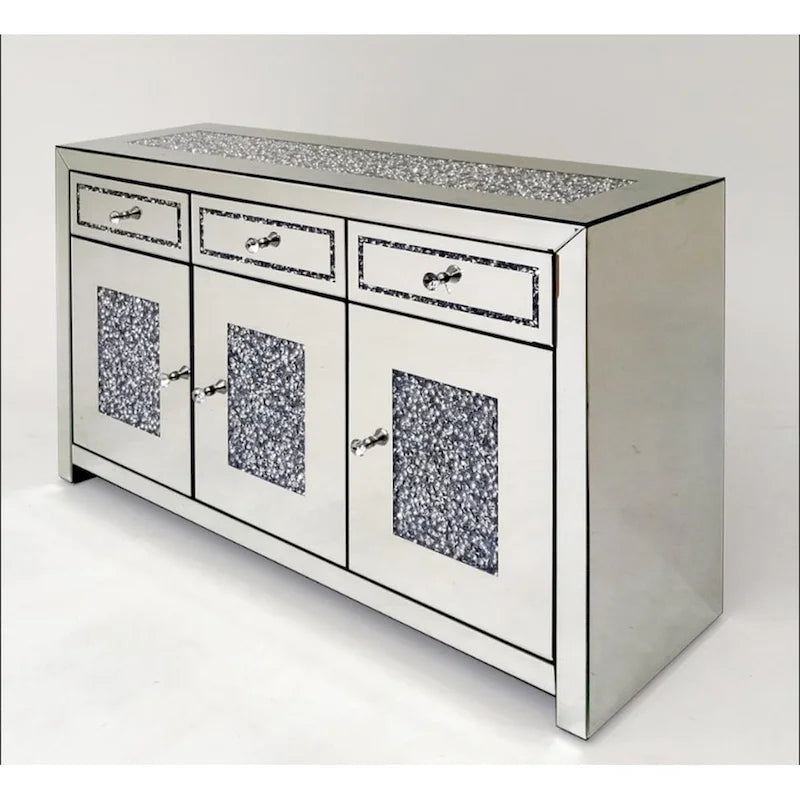 Aparador con espejo Glam Mirrored Diamond de 3 cajones