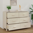 Aparador buffet de madera maciza de pino con 6 cajones de deslizamiento suave — 113 cm (An) x 40 cm (Pr) x 80 cm (Al)