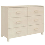 Aparador buffet de madera maciza de pino con 6 cajones de deslizamiento suave — 113 cm (An) x 40 cm (Pr) x 80 cm (Al)