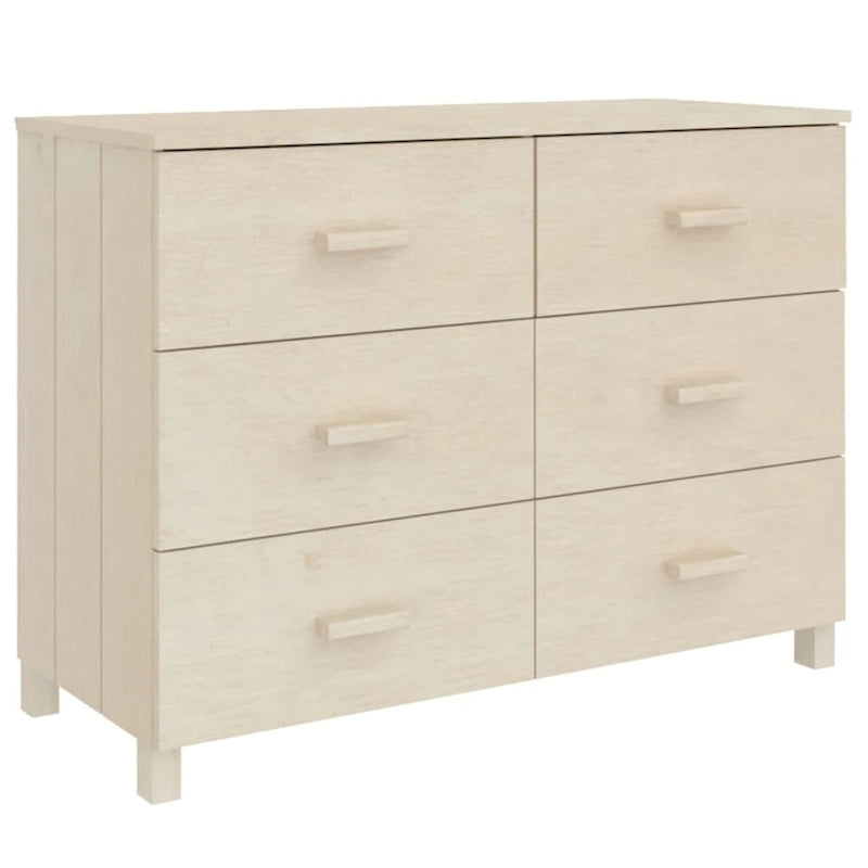 Buffet en bois de pin massif avec 6 tiroirs coulissants fluides — 113 cm (L) x 40 cm (P) x 80 cm (H)
