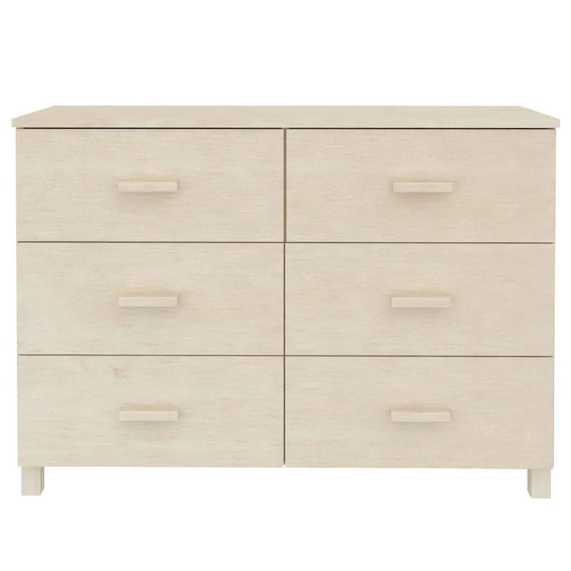 Buffet en bois de pin massif avec 6 tiroirs coulissants fluides — 113 cm (L) x 40 cm (P) x 80 cm (H)