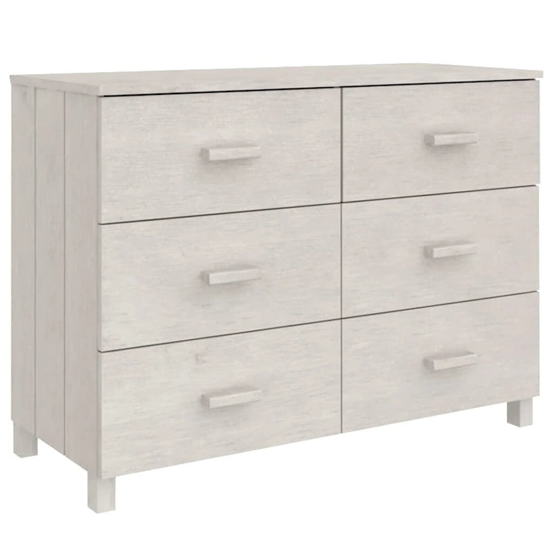 Aparador buffet de madera maciza de pino con 6 cajones de deslizamiento suave — 113 cm (An) x 40 cm (Pr) x 80 cm (Al)