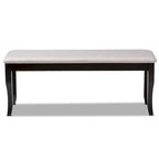 Banco de comedor tapizado transitorio moderno — Roble oscuro y caucho, patas cabriolé
