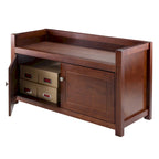 Banco de Almacenamiento de Nogal con Armario de 2 Puertas — Madera Maciza y Compuesta, 101 cm de Ancho