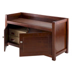 Banco de Almacenamiento de Nogal con Armario de 2 Puertas — Madera Maciza y Compuesta, 101 cm de Ancho