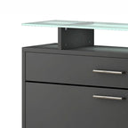 Zapatero de madera con superficie de cristal y abrazaderas de luz LED