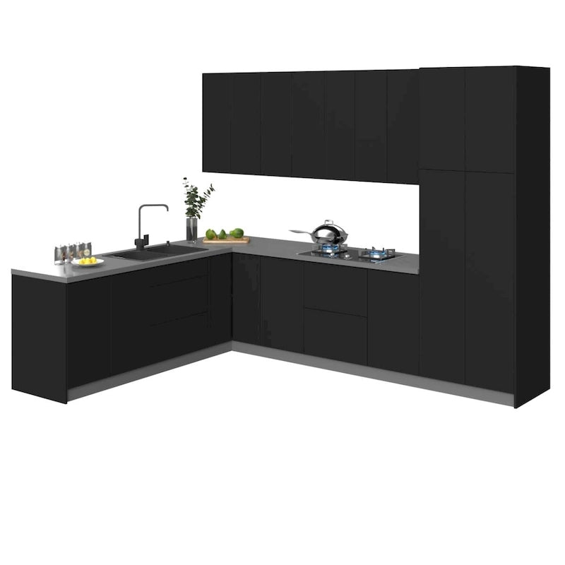 Meuble bas de cuisine noir — 8x10 pieds de large (126"x96")