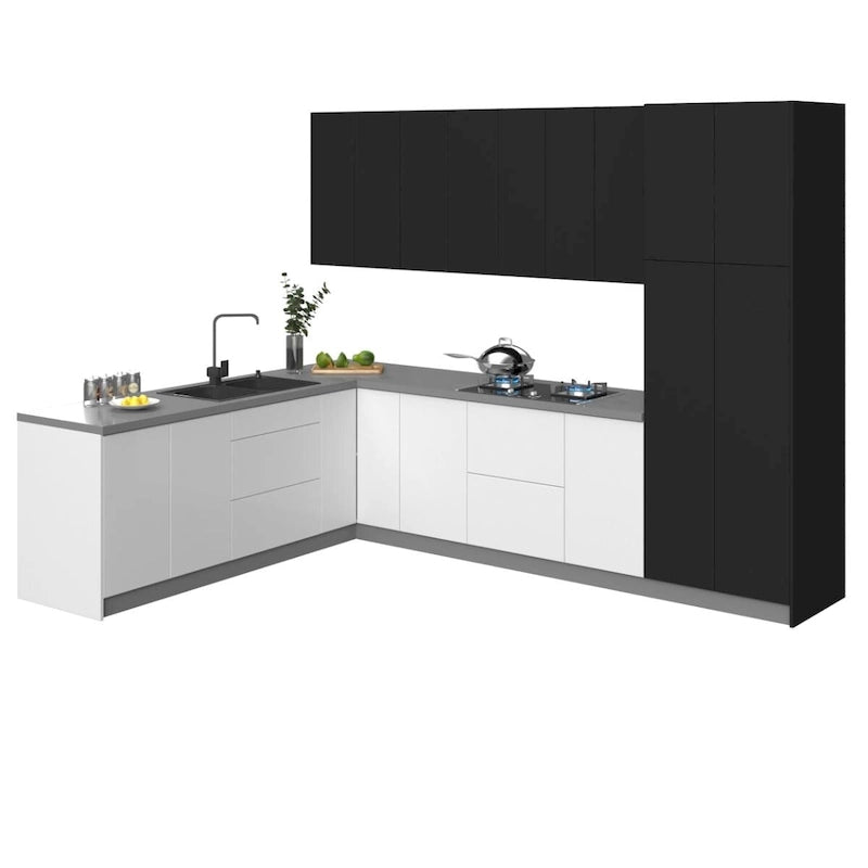 Meuble bas de cuisine noir — 8x10 pieds de large (126"x96")
