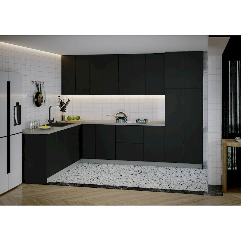 Meuble bas de cuisine noir — 8x10 pieds de large (126"x96")