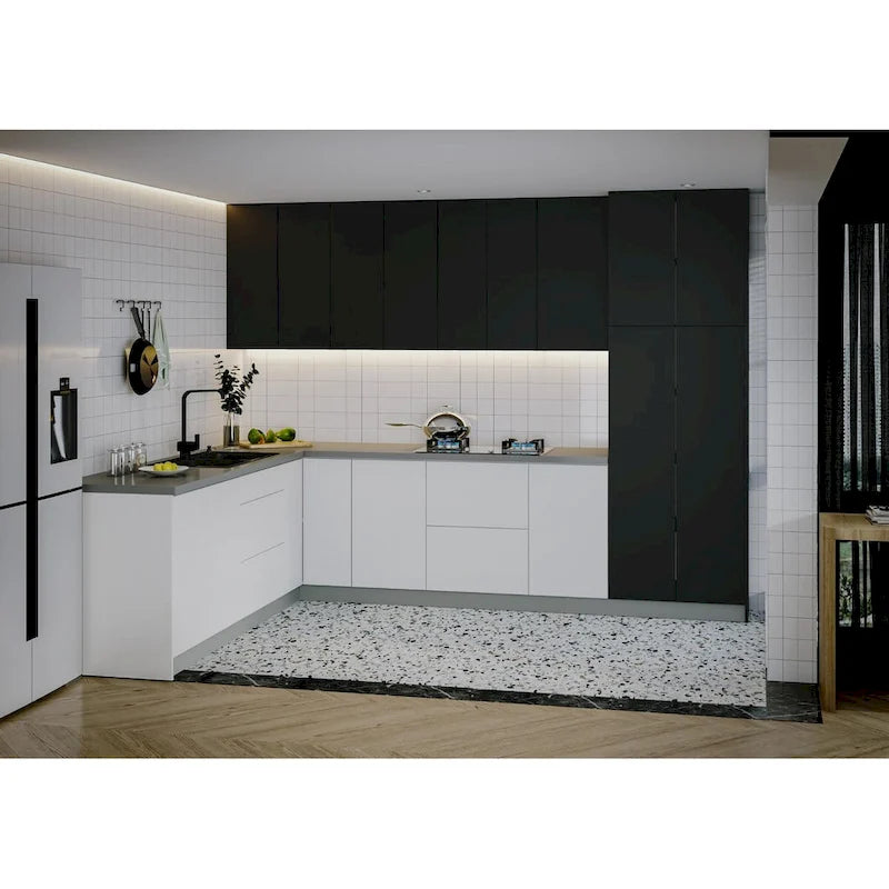 Mueble bajo de cocina negro — 8x10 pies de ancho (126"x96")