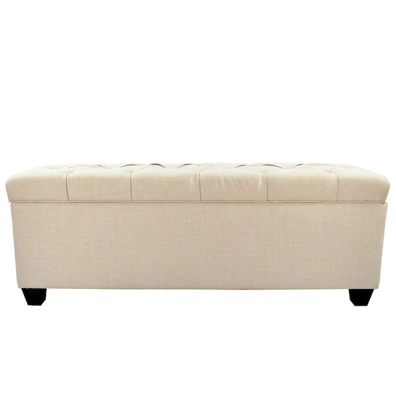 Banc de rangement capitonné à plateau relevable avec deux compartiments — Rangement pour chaussures et linge, 53" L