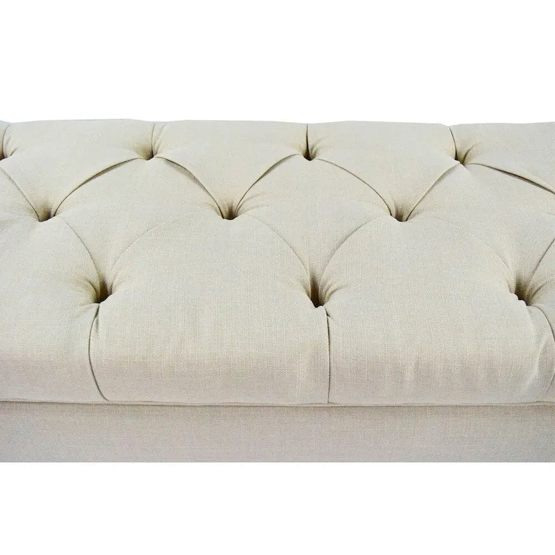 Banc de rangement capitonné à plateau relevable avec deux compartiments — Rangement pour chaussures et linge, 53" L