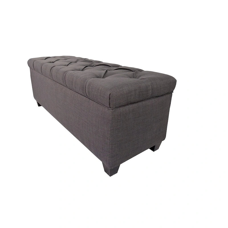Banco de Almacenamiento Elevable con Tapa Acolchada de Capitón y Compartimentos Duales — Almacenamiento de Zapatos y Ropa Blanca, 134 cm de Ancho