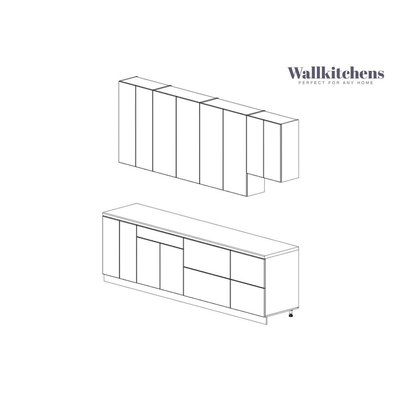 Meuble bas de cuisine blanc mat — 2,90 m de large (114"x24")