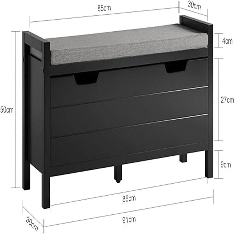 Banco de almacenamiento con puerta abatible y cojín acolchado - 11.8D x 35.8W x 19.7H