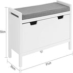 Banco de almacenamiento con puerta abatible y cojín acolchado - 11.8D x 35.8W x 19.7H