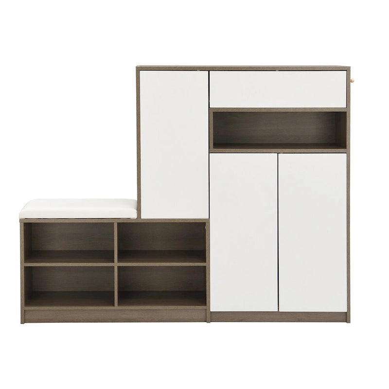 Banco/Zapatero 2 en 1 y Armarios para ZapatosZapatero multifuncional con asiento acolchado, con estantes ajustables