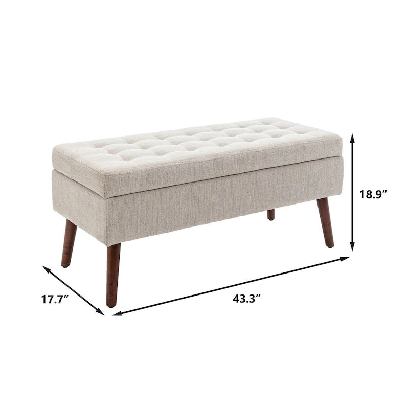 Banc de rangement pour bout de lit et pied de lit de chambre — Assise rembourrée avec rangement intégré