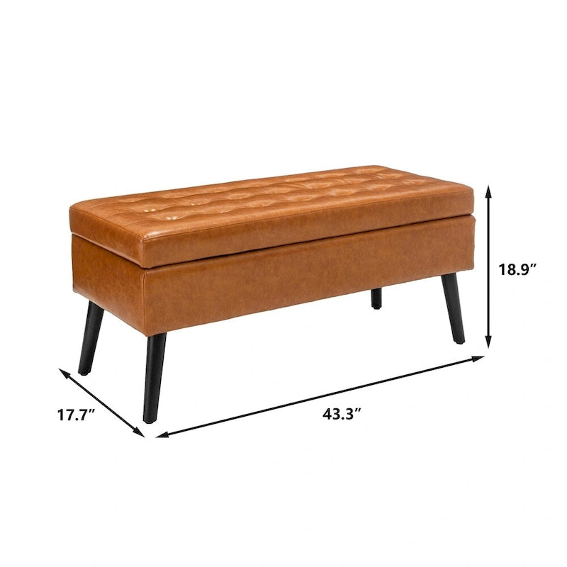 Banc de rangement pour bout de lit et pied de lit de chambre — Assise rembourrée avec rangement intégré