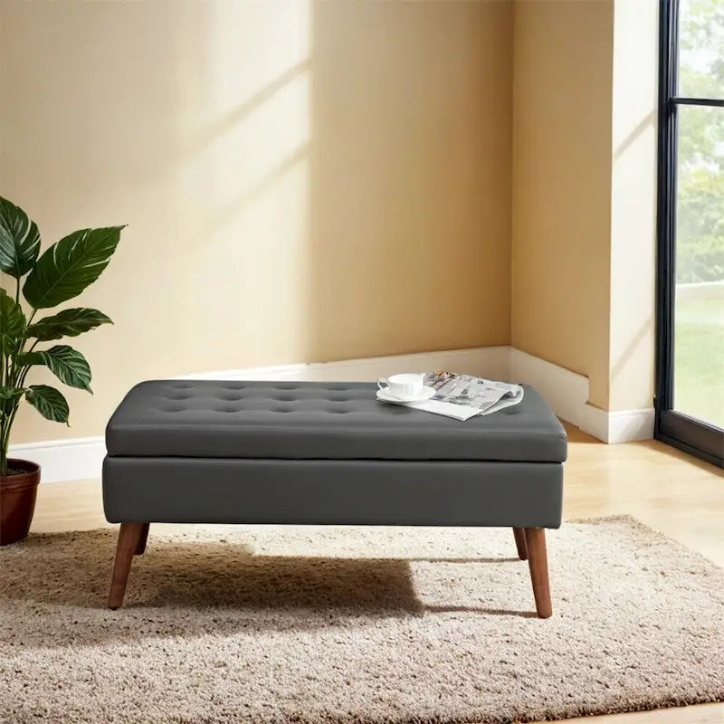 Banc de rangement pour bout de lit et pied de lit de chambre — Assise rembourrée avec rangement intégré