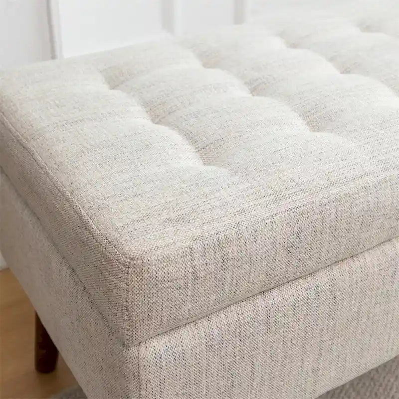 Banco de almacenamiento para el pie de cama y el final de la cama — Asiento tapizado con almacenamiento oculto