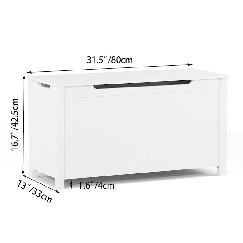 Caja de almacenamiento de juguetes de madera para niños con tapa de bisagra de seguridad para mayores de 3 años