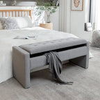 Banco de almacenamiento con tapa abatible de tela de bucle - 122 cm de ancho, 120 kg de capacidad, para dormitorio y recibidor