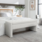 Banco de almacenamiento con tapa abatible de tela de bucle - 122 cm de ancho, 120 kg de capacidad, para dormitorio y recibidor