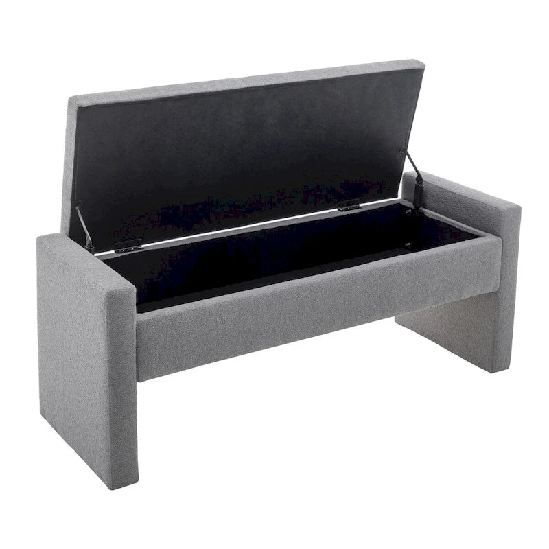 Banc de rangement rabattable en tissu bouclette — 122 cm de large, capacité de 120 kg, pour chambre et entrée