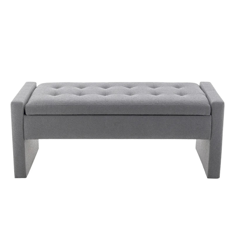 Banco de almacenamiento con tapa abatible de tela de bucle - 122 cm de ancho, 120 kg de capacidad, para dormitorio y recibidor