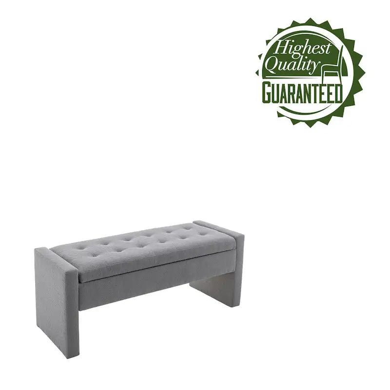 Banco de almacenamiento con tapa abatible de tela de bucle - 122 cm de ancho, 120 kg de capacidad, para dormitorio y recibidor