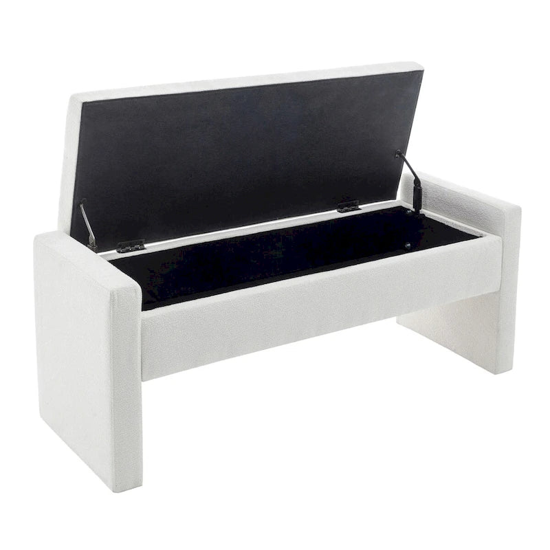 Banco de almacenamiento con tapa abatible de tela de bucle - 122 cm de ancho, 120 kg de capacidad, para dormitorio y recibidor