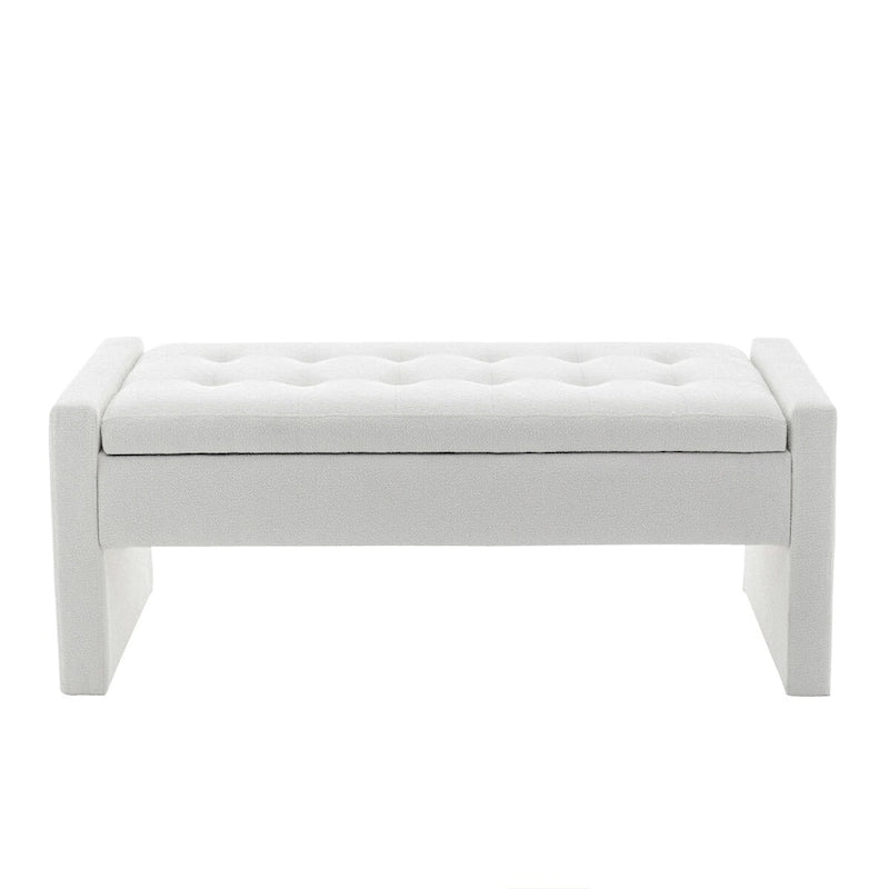 Banco de almacenamiento con tapa abatible de tela de bucle - 122 cm de ancho, 120 kg de capacidad, para dormitorio y recibidor