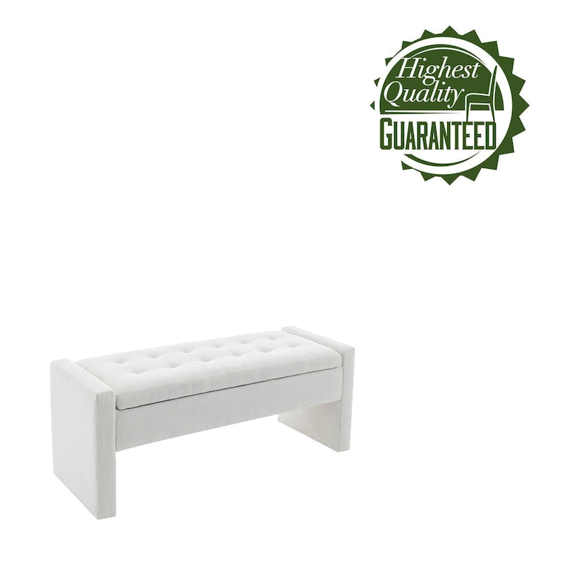 Banco de almacenamiento con tapa abatible de tela de bucle - 122 cm de ancho, 120 kg de capacidad, para dormitorio y recibidor