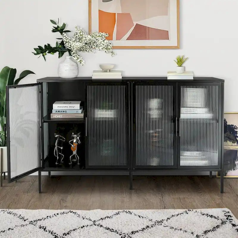 Armario metálico de cristal templado con estante ajustable