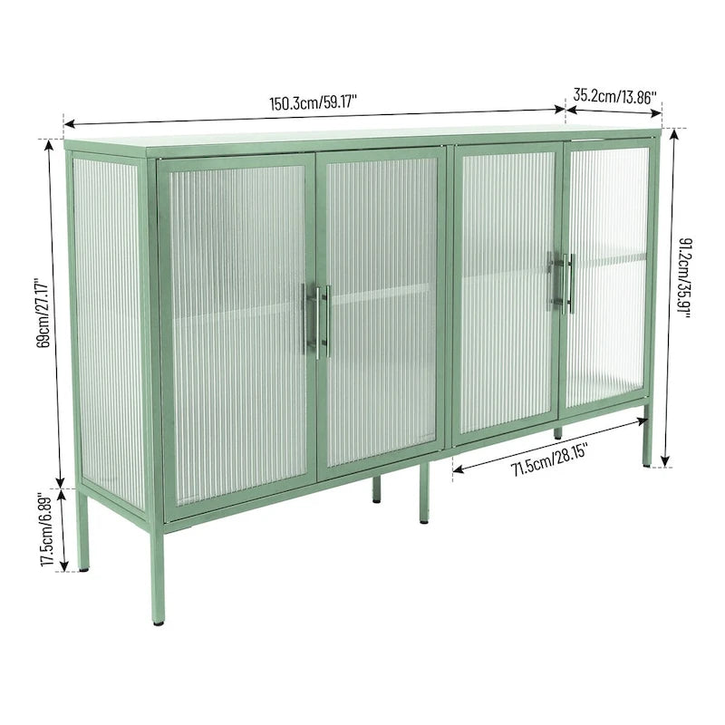 Armario metálico de cristal templado con estante ajustable
