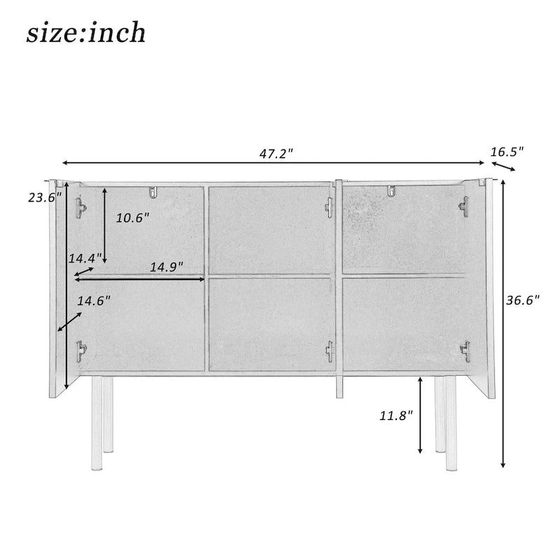 Aparador de 3 puertas Wide Wood de 47"
