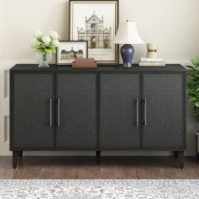 Mueble de estilo Lujo Ligero con cuatro puertas de lino, adecuado para sala de estar, estudio, entrada
