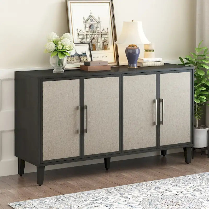 Mueble de estilo Lujo Ligero con cuatro puertas de lino, adecuado para sala de estar, estudio, entrada