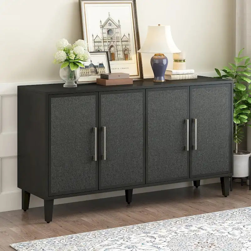 Mueble de estilo Lujo Ligero con cuatro puertas de lino, adecuado para sala de estar, estudio, entrada