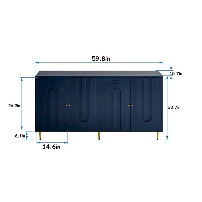 Aparador de madera lacada de 4 puertas