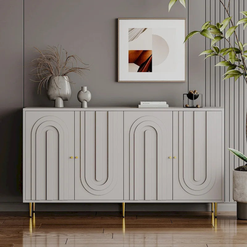 Aparador bufé moderno de madera lacada con 4 puertas