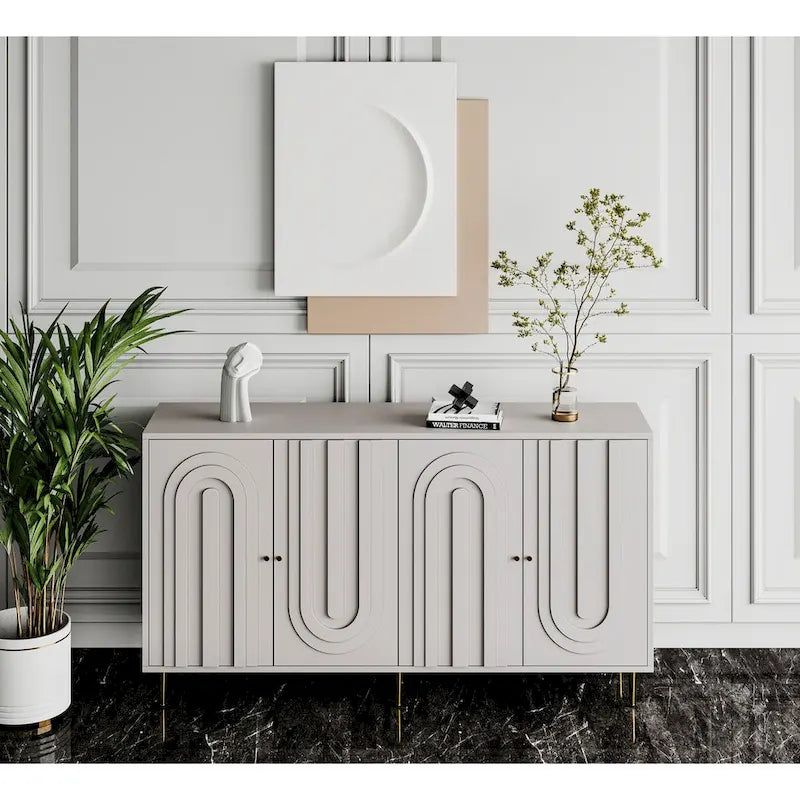 Modern Lacquered 4 Door Wooden Cabinet Sideboard Buffet
