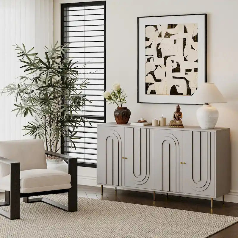 Aparador bufé moderno de madera lacada con 4 puertas