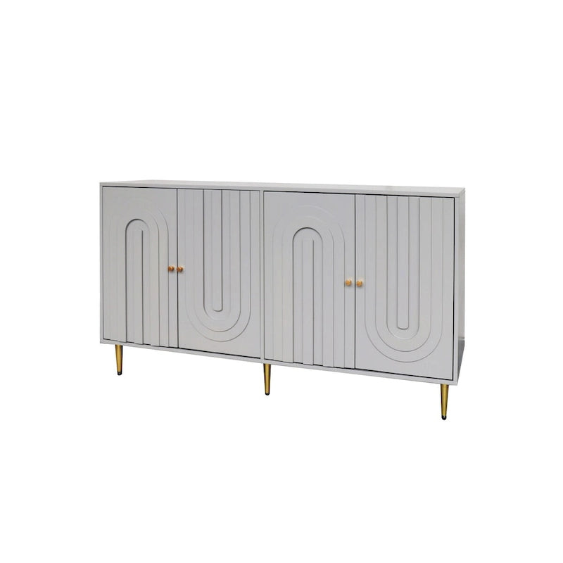 Bahut Commode Buffet Armoire en Bois Laqué Moderne à 4 Portes