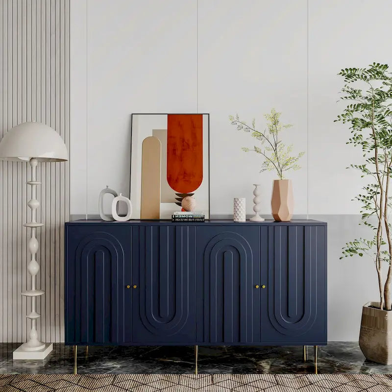 Aparador bufé moderno de madera lacada con 4 puertas